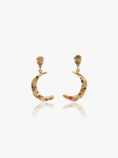 Shop Hermina Athens Gold-plated Stardust Moon Earrings In Metallic