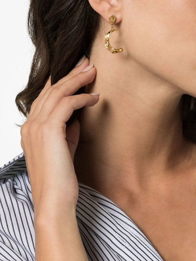 Shop Hermina Athens Gold-plated Stardust Moon Earrings In Metallic