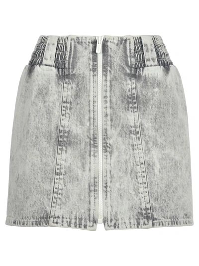 Shop Miu Miu Bleached Denim Mini Skirt In Grey