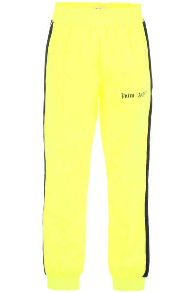 Shop Palm Angels Fluo Nylon Joggers In Yellow Black (yellow)