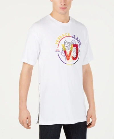 Shop Versace Jeans Men's Logo Print T-shirt In White