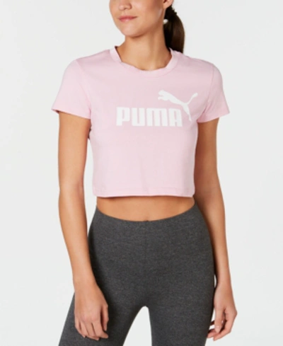 Shop Puma Amplified Logo Cropped T-shirt In Pale Pink