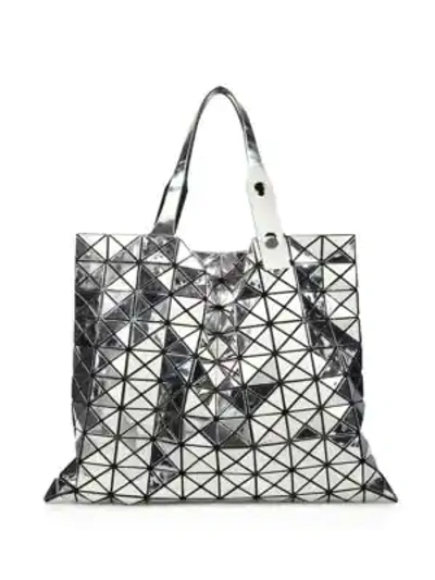 Shop Bao Bao Issey Miyake Platinum Metallic Faux Leather Tote In Silver