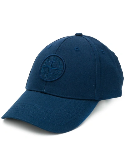 STONE ISLAND COMPASS LOGO BASEBALL CAP - 蓝色