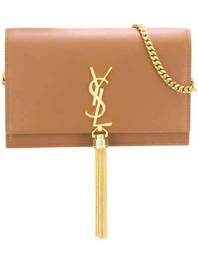 Shop Saint Laurent Classic Kate Monogram Handbag - Brown