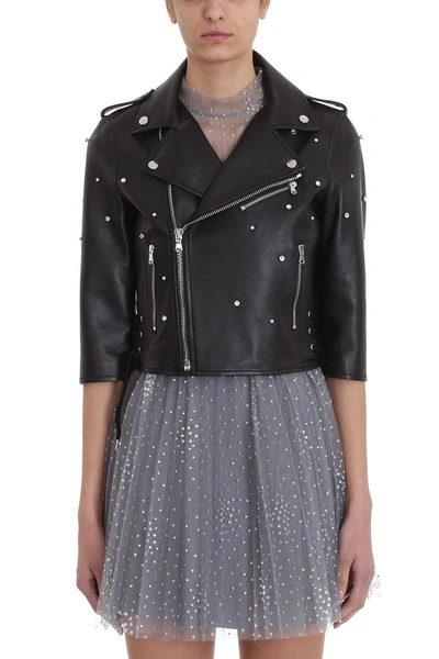 Shop Red Valentino Black Leather Biker Jacket