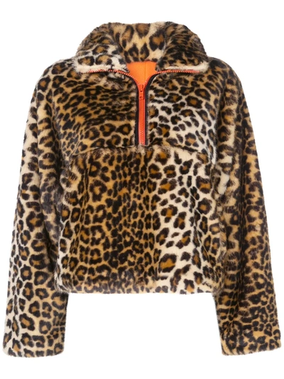 Shop Sandy Liang Leopard Faux-fur Jacket - Brown