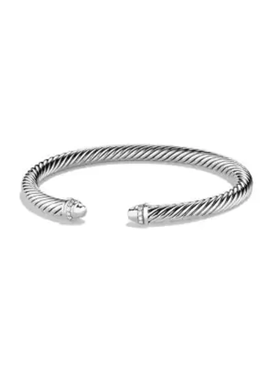 Shop David Yurman Women's Cable Classics Bracelet With Diamonds/5mm In Silver
