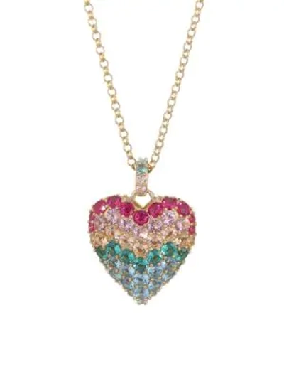 Shop Adriana Orsini Valentine 18k Goldplated Silver & Multicolor Cystal Heart Pendant Necklace