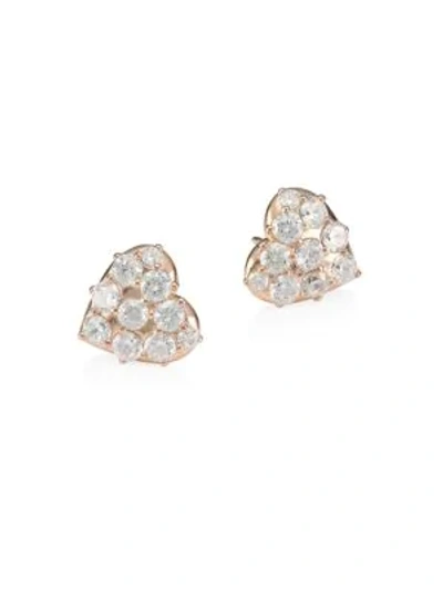 Shop Adriana Orsini Valentine Rose Goldplated Silver & Cubic Zirconia Heart Stud Earrings