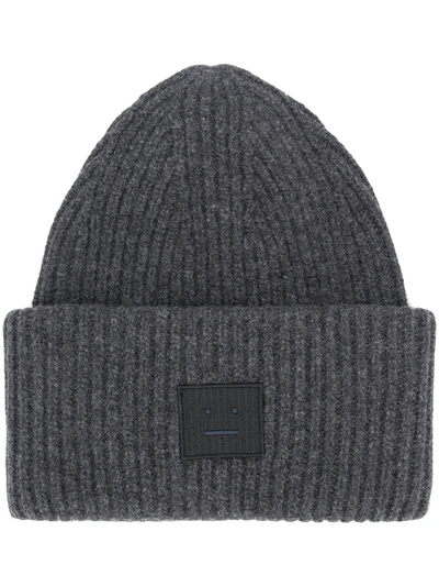 Shop Acne Studios Pansy L Face Beanie In Grey