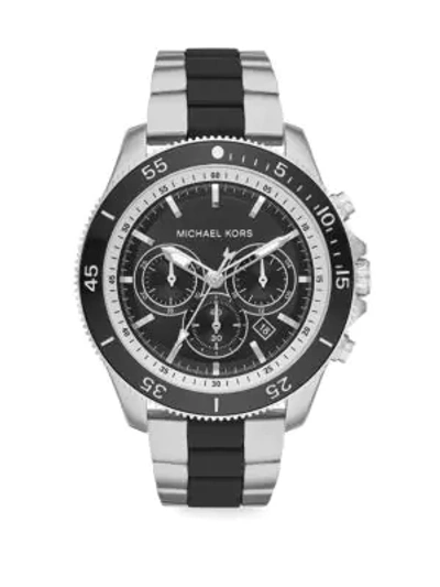 Shop Michael Kors Theroux Chronograph Stainless Steel Watch In Silver
