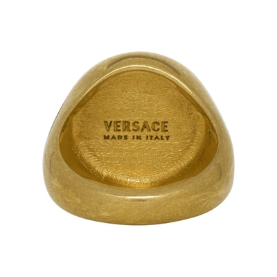 Shop Versace Black And Gold Medusa Medallion Ring In K41t Black