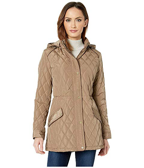 ralph lauren quilted jacket with faux leather trim