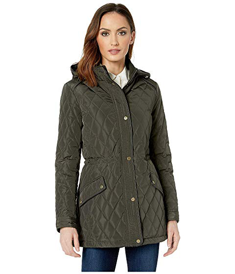 lauren ralph lauren faux leather trim quilted jacket