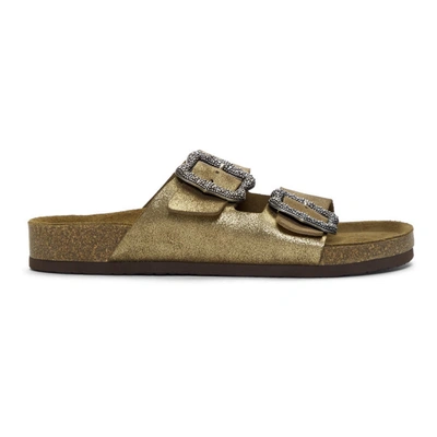 Shop Marc Jacobs Gold Redux Grunge Glitter Two-strap Sandals In 710 Gold