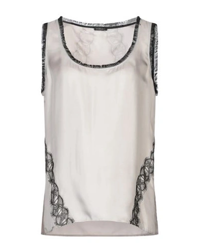 Shop Versace Silk Top In Dove Grey