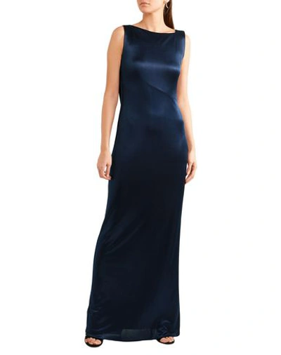 Shop Atlein Long Dress In Dark Blue