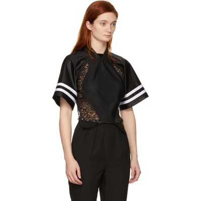 Shop Alexander Wang Black Lace Jersey Hybrid T-shirt In 001 Black