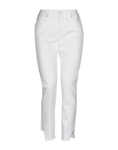 Shop Acynetic Woman Denim Pants White Size 26 Cotton, Polyester, Elastane