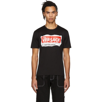 Shop Versace Black Tabloid T-shirt In A008 Black