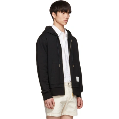 Shop Thom Browne Navy Tricolor Stripe Classic Zip-up Hoodie