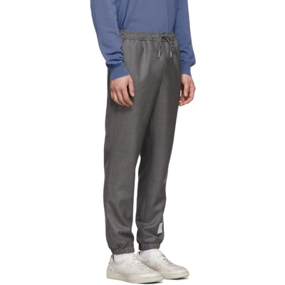 Shop Thom Browne Grey Twill Track Trousers In 035 Medgry