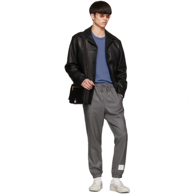 Shop Thom Browne Grey Twill Track Trousers In 035 Medgry