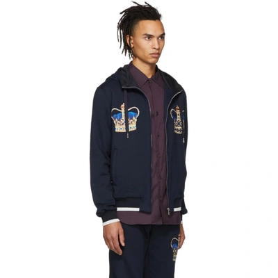 Shop Dolce & Gabbana Dolce And Gabbana Navy Double Crown Hoodie In B0665 Dkblu