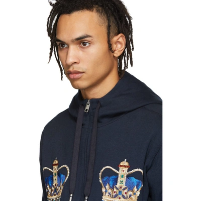 Shop Dolce & Gabbana Dolce And Gabbana Navy Double Crown Hoodie In B0665 Dkblu