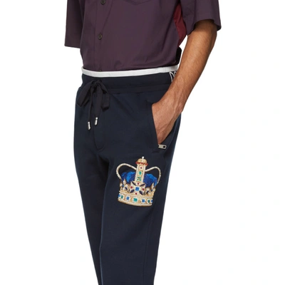 Shop Dolce & Gabbana Dolce And Gabbana Blue Crown Lounge Pants In B0665 Dkblu