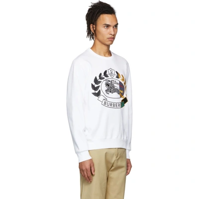 Shop Burberry White Embroidered Crest Sweatshirt In Abyqi White