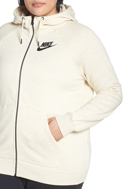 Shop Nike Nsw Rally Hooded Jacket In Light Cream/ Heather/ Black