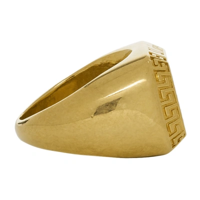 Shop Versace Gold And Black Varsity Ring In K41t Go/blk