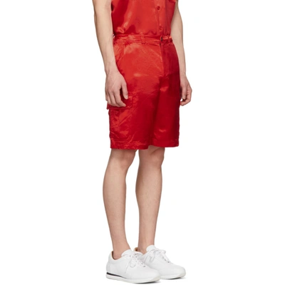 Shop Sies Marjan Red Washed Satin Elias Cargo Shorts In Scrlt