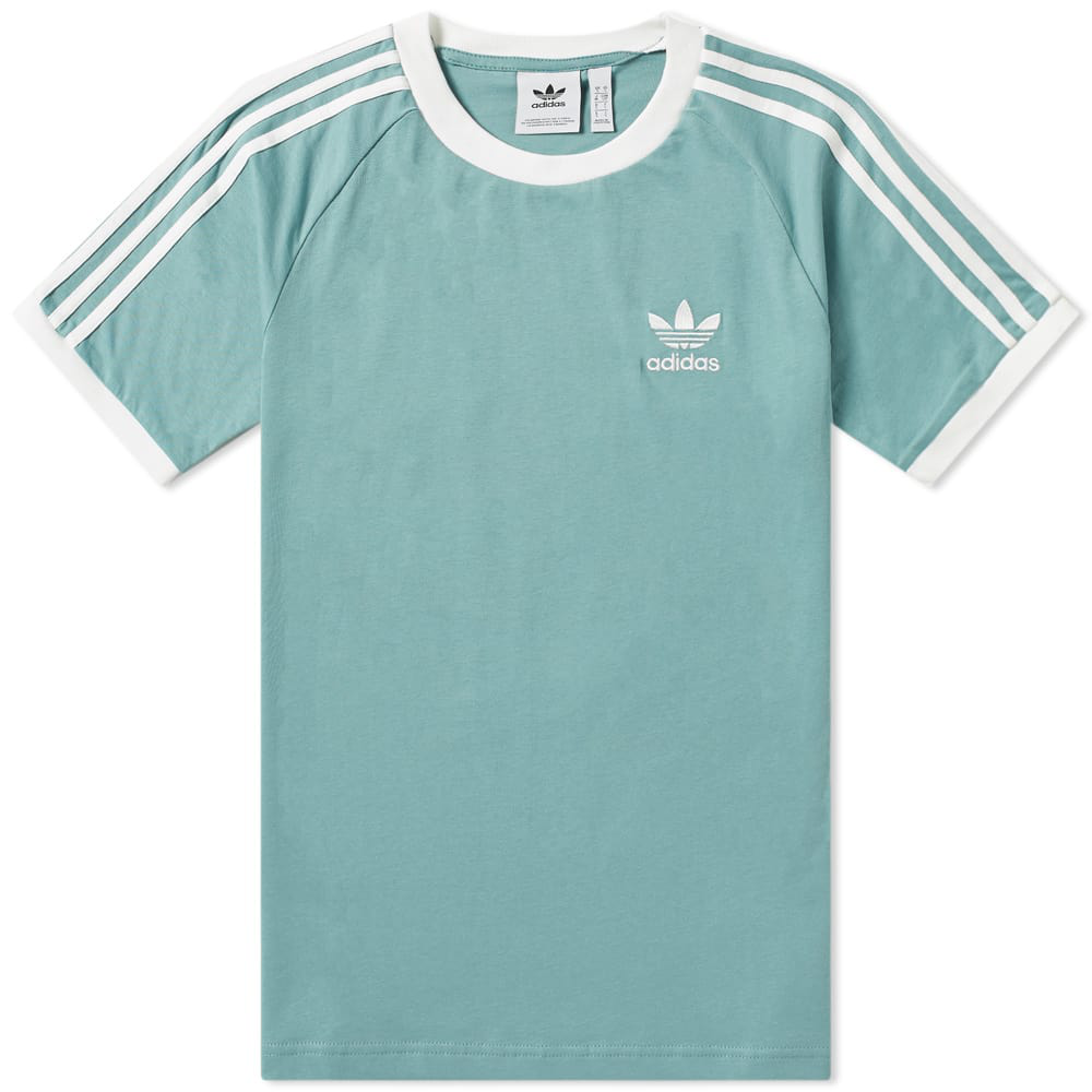 adidas 3 stripe green t shirt