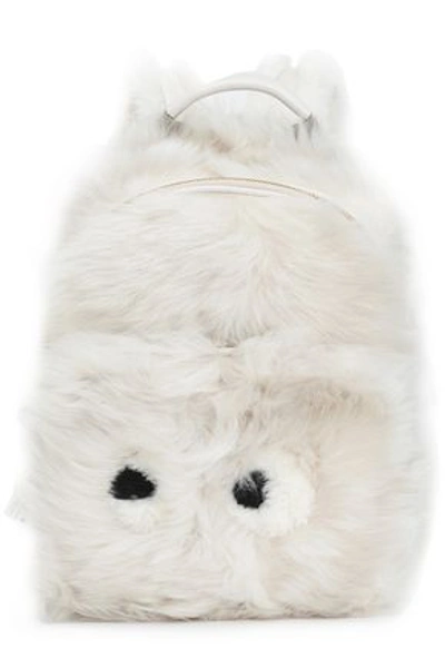 Shop Anya Hindmarch Shearling And Leather Backpack In Off-white