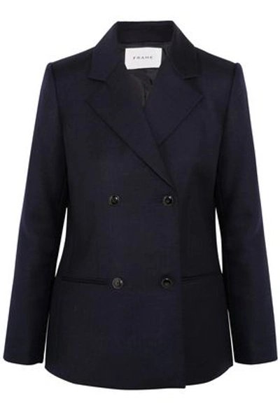 Shop Frame Woman Double-breasted Wool Blazer Midnight Blue