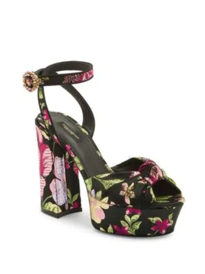 Shop Dolce & Gabbana Jacquard Floral Platform Sandals In Nero