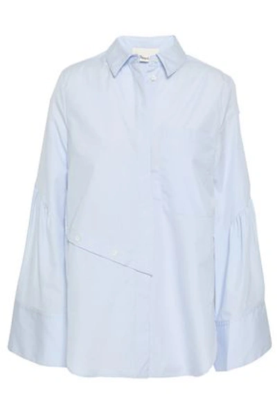 Shop 3.1 Phillip Lim / フィリップ リム 3.1 Phillip Lim Woman Button-detailed Cotton-poplin Shirt Light Blue