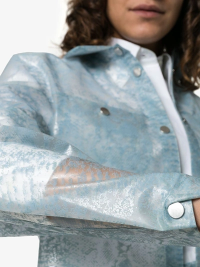 Shop Paskal Reflective Translucent Printed Jacket In Blue