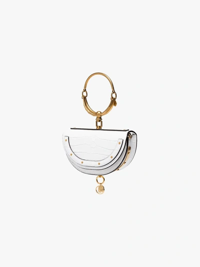 Chloé White Nile Mini Leather Bracelet Bag