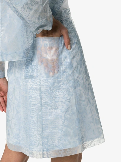 Shop Paskal Reflective Translucent Printed Skirt In Blue