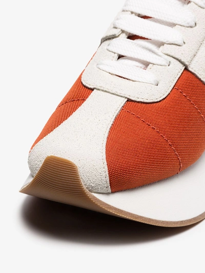 Shop Marni Orange And White 40 Suede Panel Flatform Sneakers In 00r35 Orange