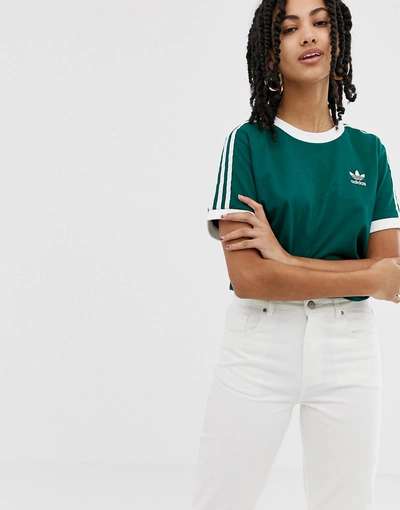 Adidas Originals Adicolor Three Stripe T-shirt In Green - Green | ModeSens
