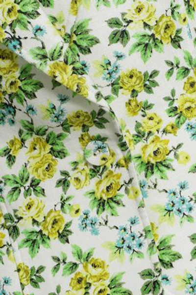 Shop Zimmermann Floral-print Linen Blazer In Pastel Yellow