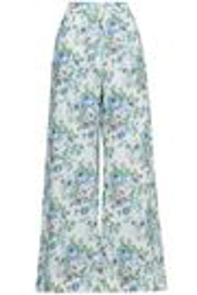 Shop Zimmermann Floral-print Linen Wide-leg Pants In White