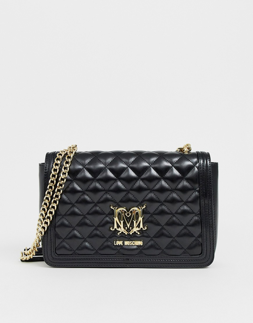 love moschino quilted crossbody bag black