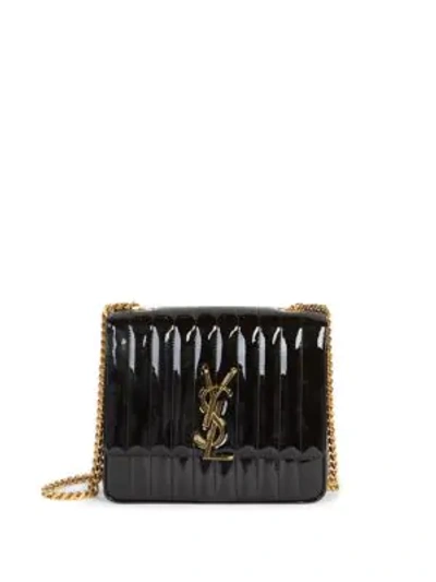 Shop Saint Laurent Large Vicky Matelass Patent Leather Shoulder Bag In Black