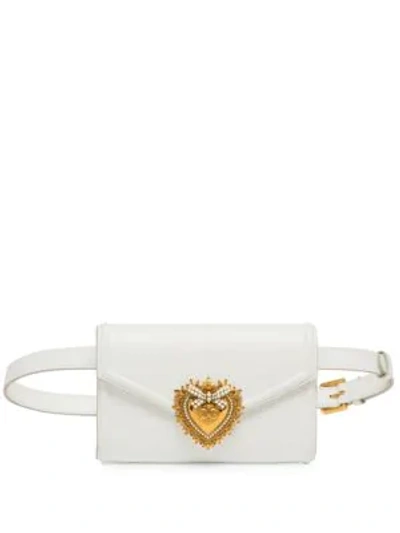 Shop Dolce & Gabbana Women's Devotion Leather Belt Bag In Bianco Otto